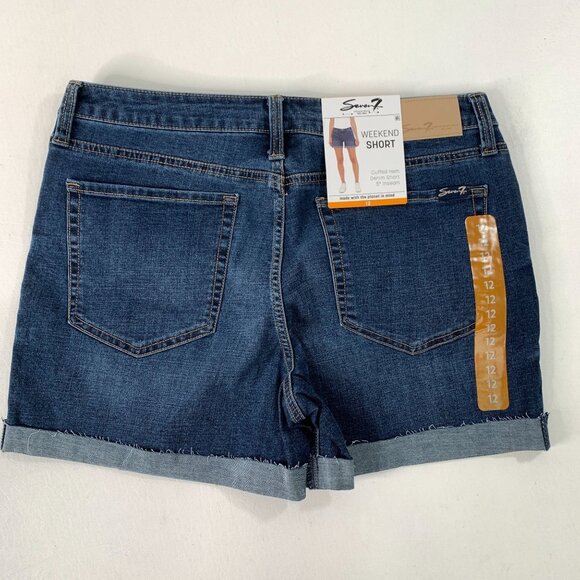 Seven7 Women's Shorts 12 Weekend Short Cuffed Stretch Denim Shorts Size 12 Blue - Picture 4 of 7